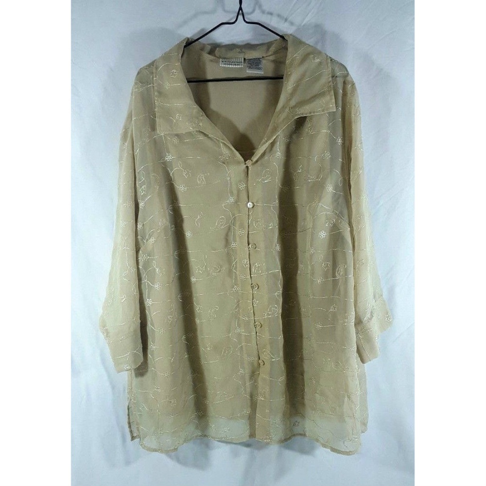 White Stag Women's Flower Button Two Layer Top 22W